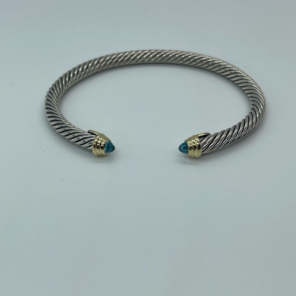 David Yurman Silver and Gold Bracelet with Blue Accents